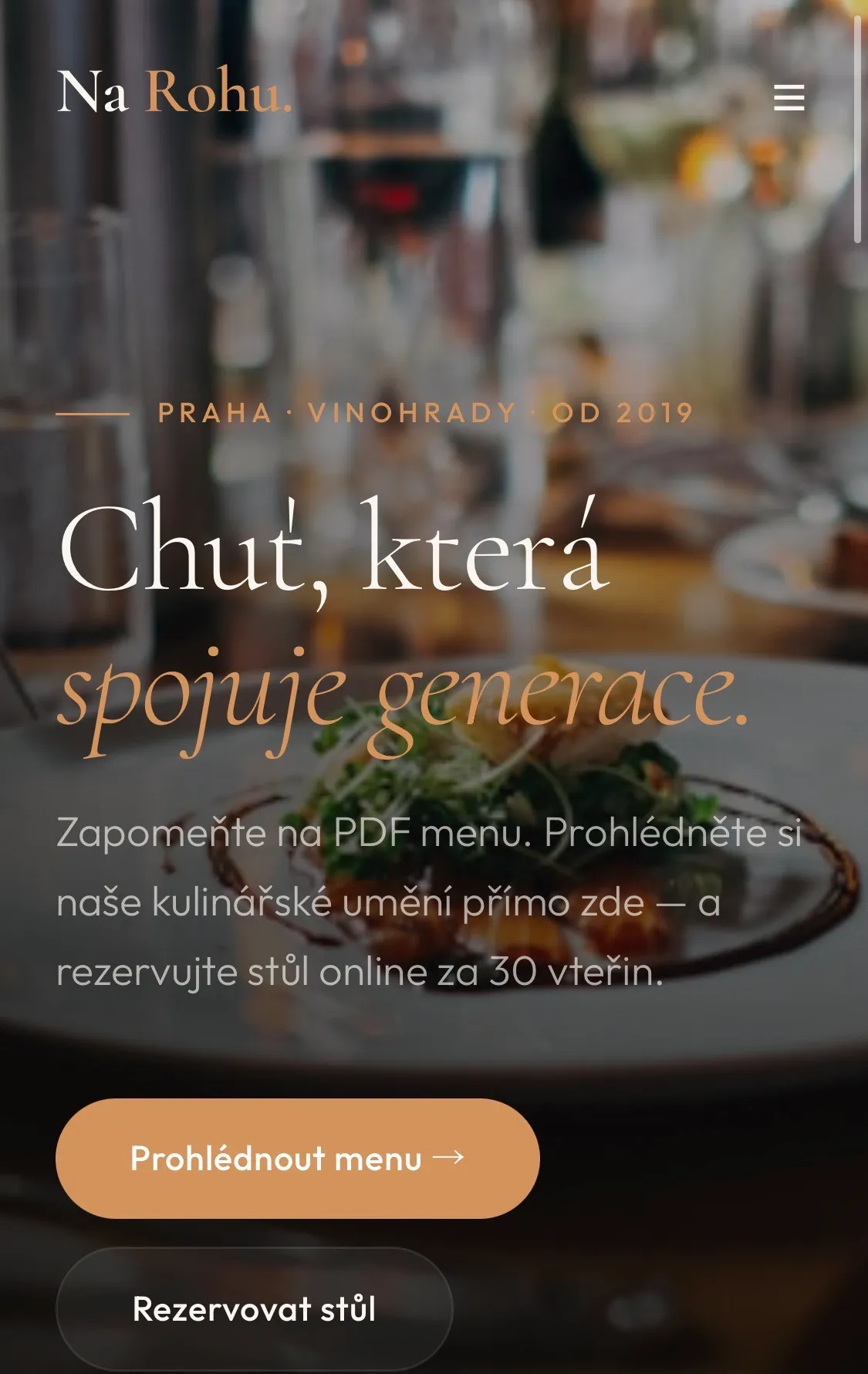 Mobilní menu a rezervace pro restauraci