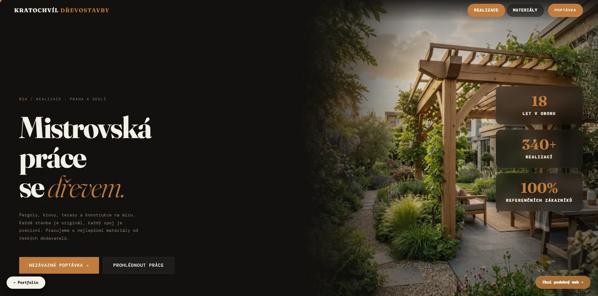 Webové stránky pro tesařství (Desktop verze)